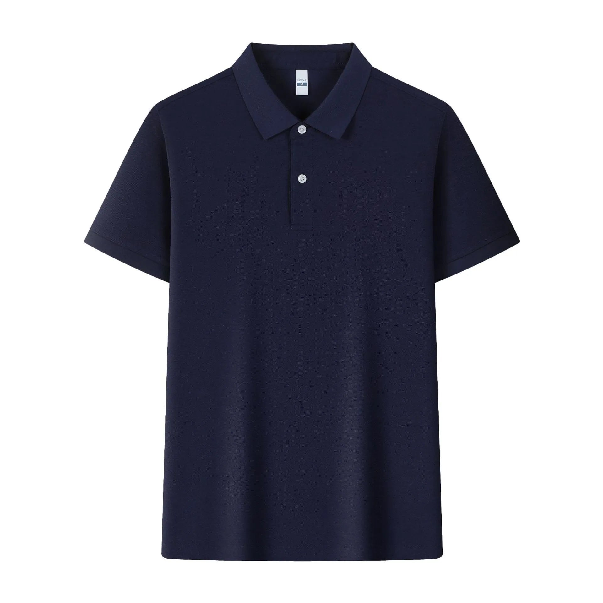 Cotton lapel polo shirt in a light colour on a hanger, showing short sleeves and asymmetric detail.