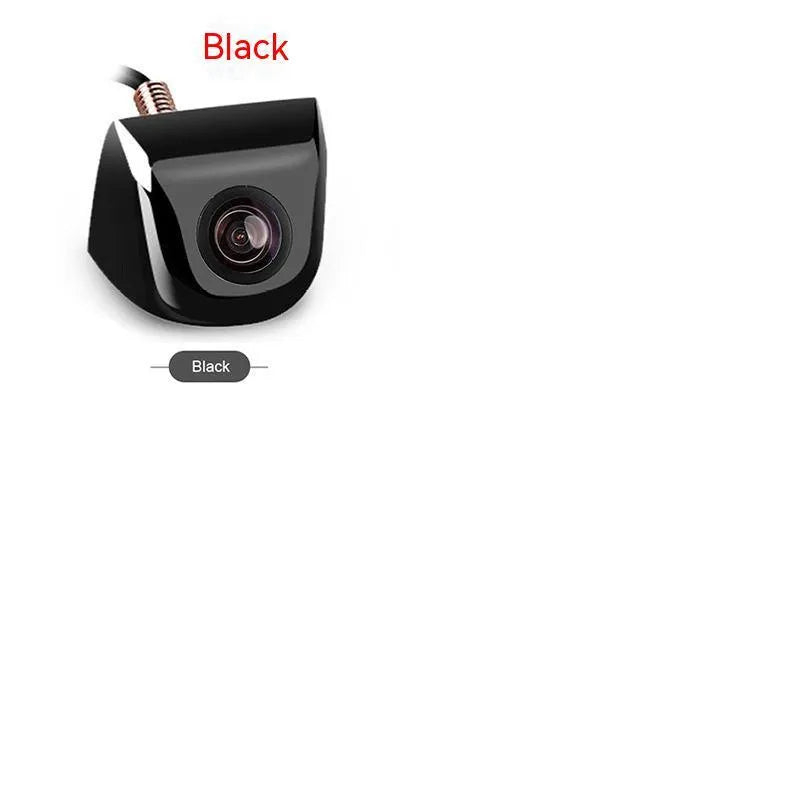 HD waterproof rearview camera with metal shell in black colour showing integrated wiring