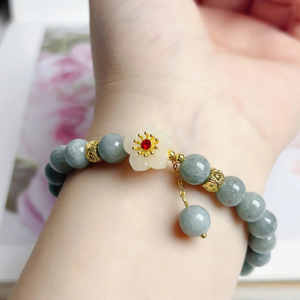 Women's adjustable jade rope bracelet with retro style and manual processing