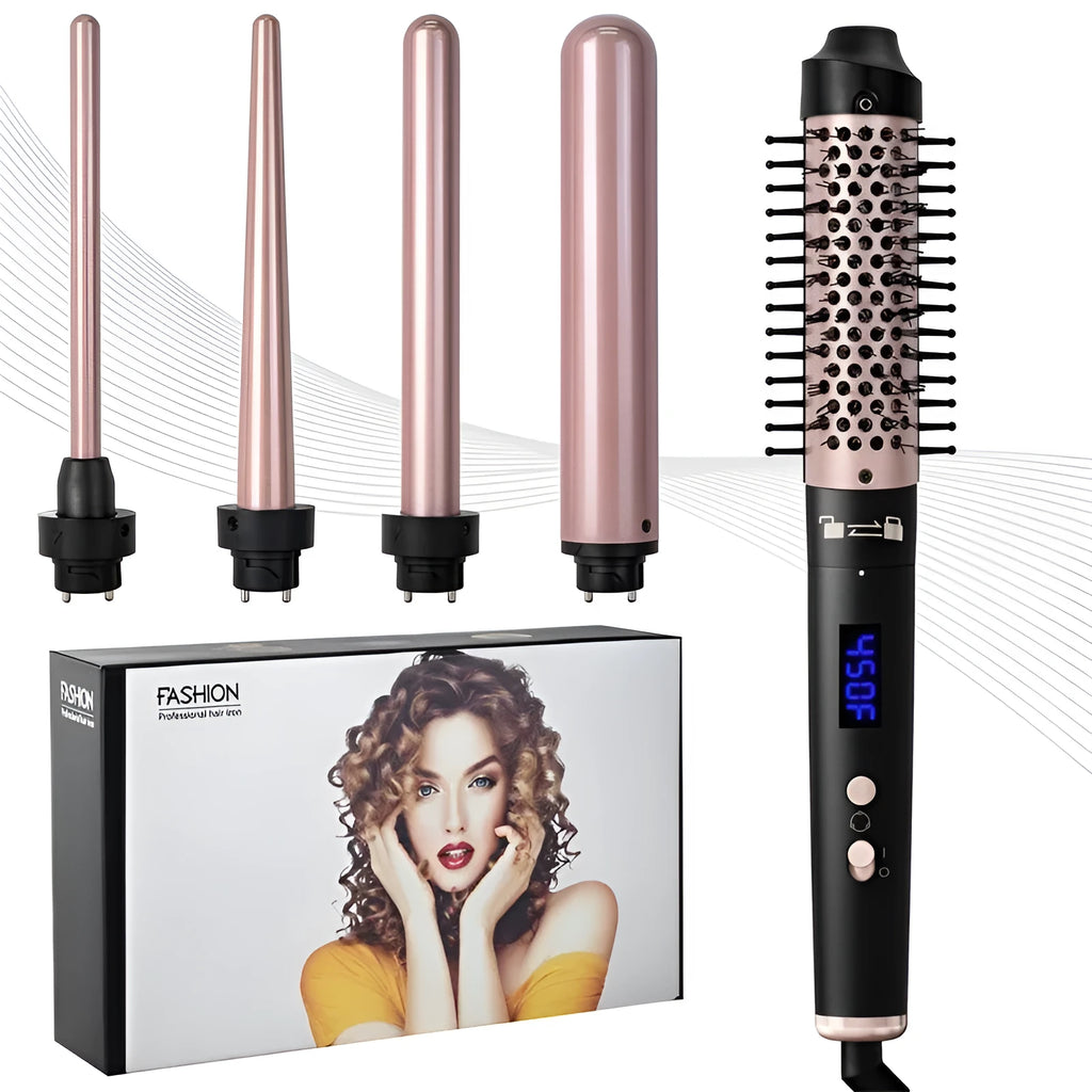Automatic large wave hair curler in rose gold or black colour with adjustable voltage for home styling