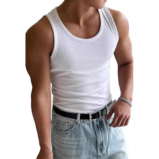 Men's tight-fit black polyester sports t-shirt on a hanger