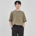 Men's drape knit loose fit T-shirt in black, brown or white solid colours