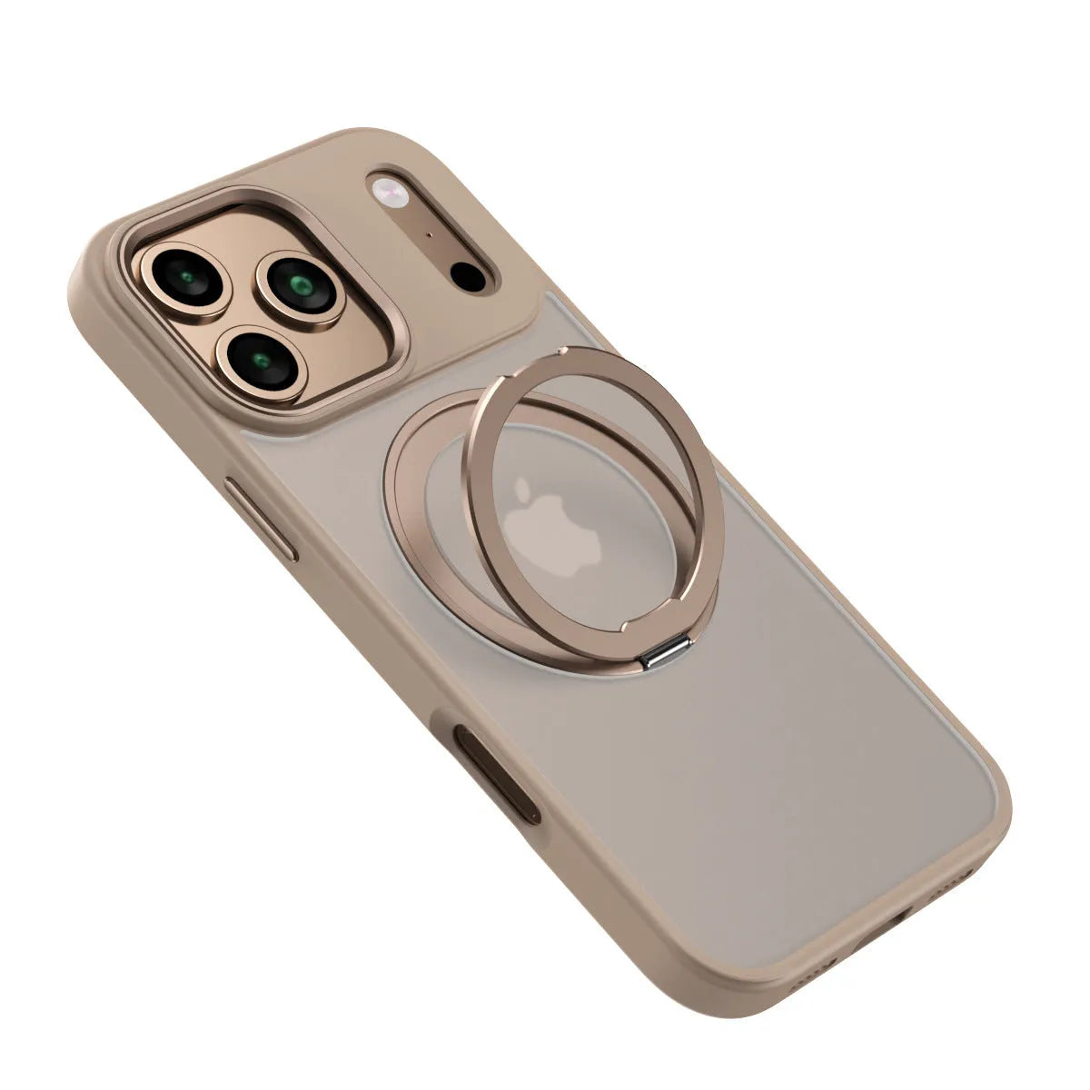 360 rotating magnetic phone case for iPhone 17 Pro Max in Desert Gold with invisible bracket