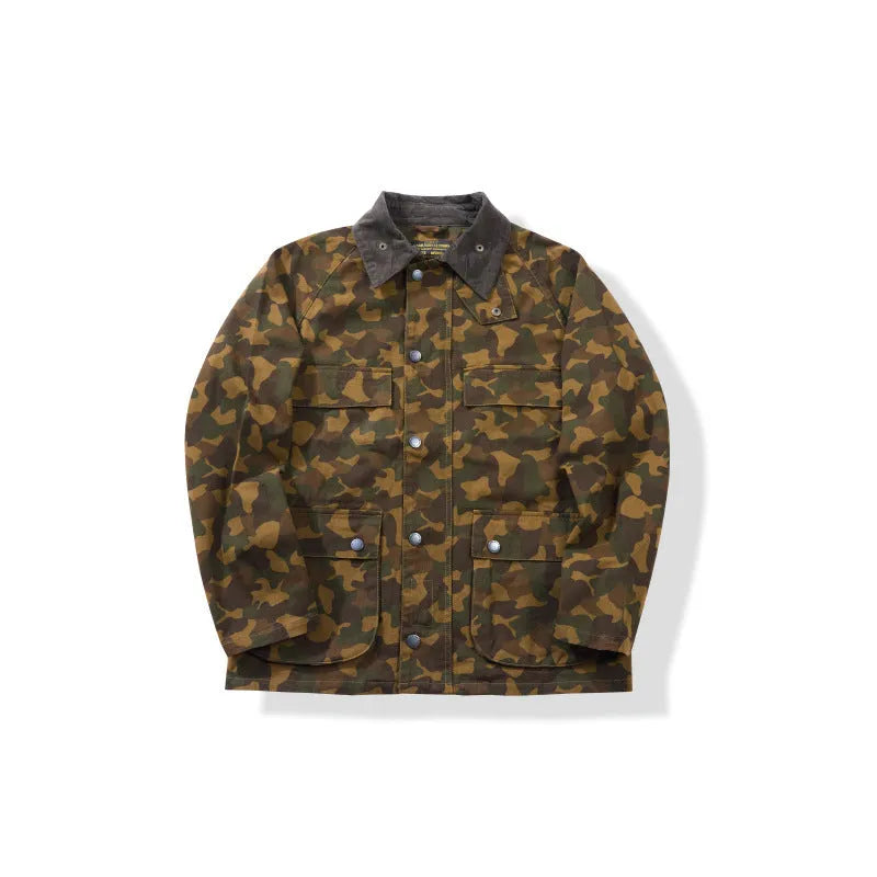 Men's cotton stitching workwear jacket in army green, khaki, tiger pattern or new rainforest camouflage, sizes S to XXL