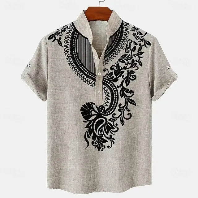 Men's striped casual shirt with personalised buttons in loose fit polyester fabric