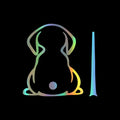 Cartoon cat silhouette car sticker in multiple colours for rear window application.