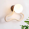 Middle Ancient style cream bedroom wall lamp with white travertine glass lampshade and solid wood base