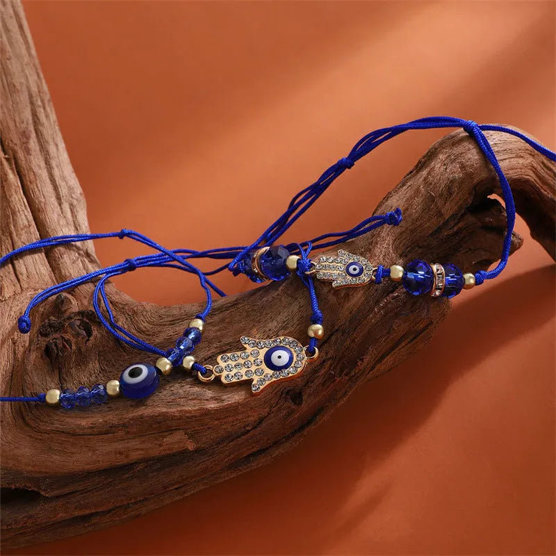 Diamond hand woven alloy wire adjustable combination bracelet set 3pc unisex butterfly design