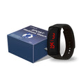 Sport wellness watch with silicone gel band and plastic casing on a white background, one-piece style