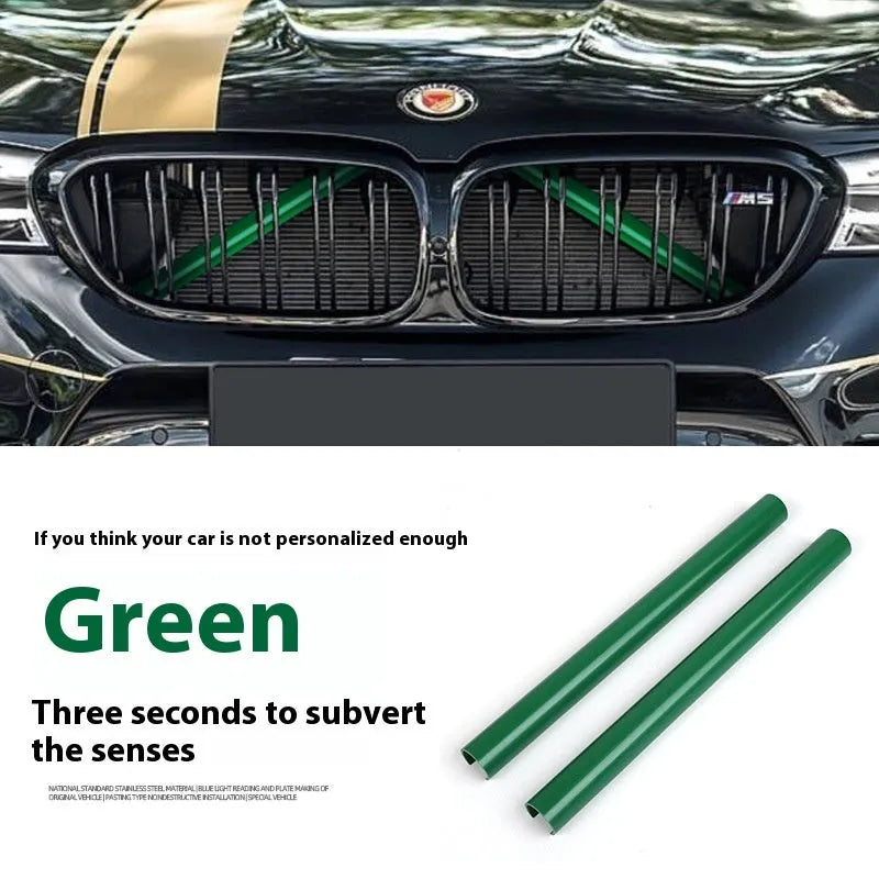 Car water tank horizontal bar middle net decorative strip in PVC with nine colour options showing pair of strips