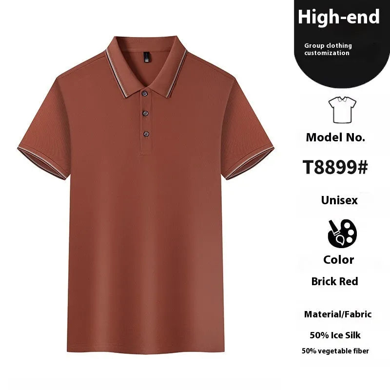 Ice silk polo shirt in solid colours with copper ammonia fibre fabric for work and leisure