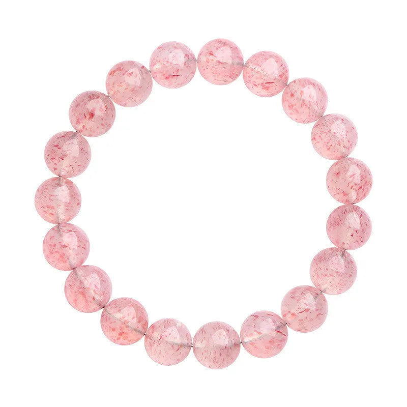 Natural white water strawberry quartz crystal bracelet with 10-10.8mm round beads.