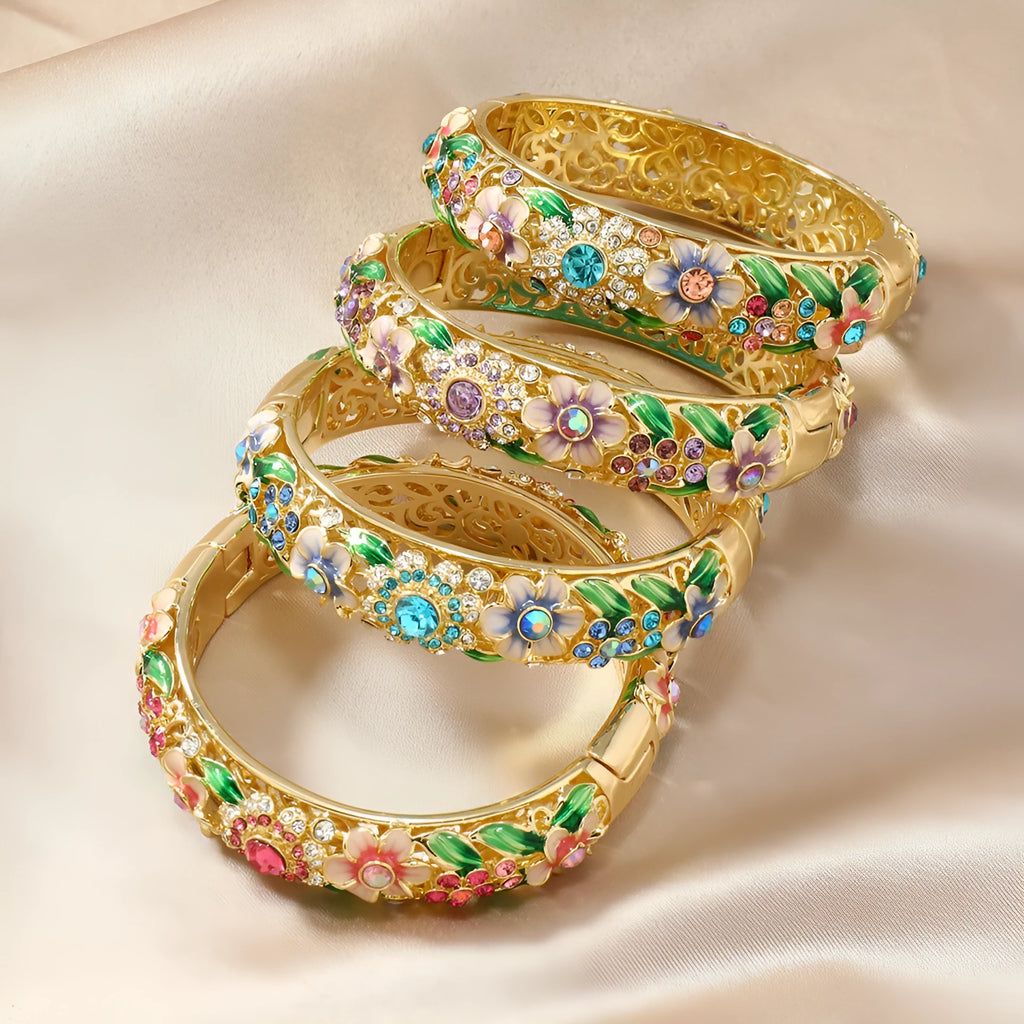 Woven vintage hollow bracelet in copper alloy with auspicious pattern, ethnic style, available in red