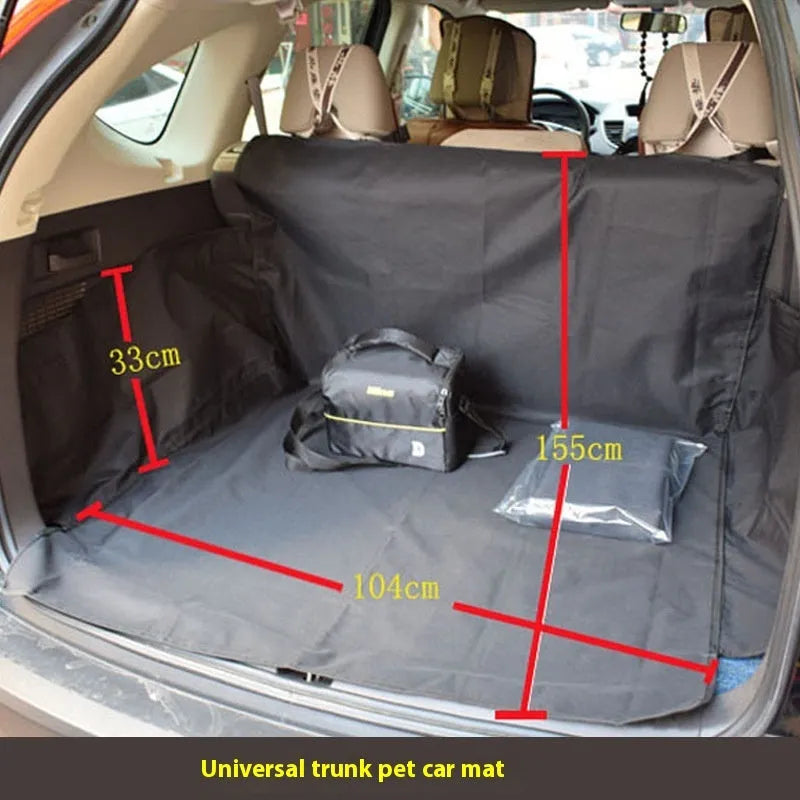 Oxford cloth car pet mat in black with paw print design, flat style, removable dog seat cushion