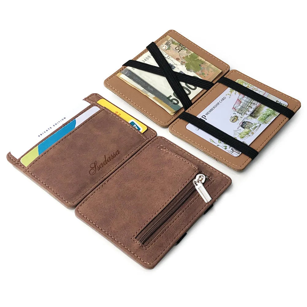 Matte leather Korean style coin purse in a horizontal square shape, showing decorative sewing lines and a coin pocket.