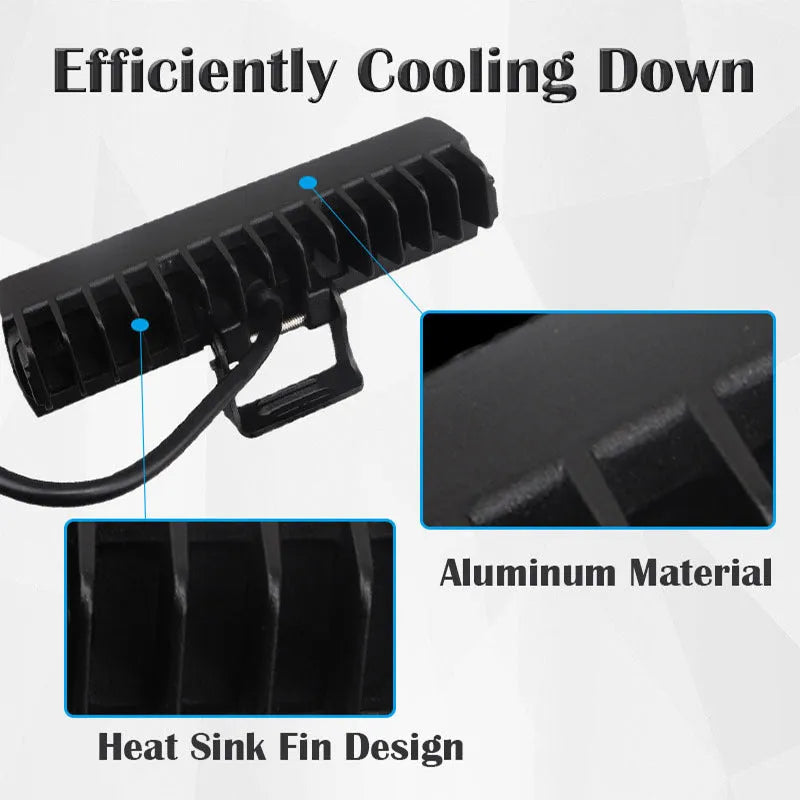 Black aluminium 7-inch 60W LED strip work light in a straight line shape.