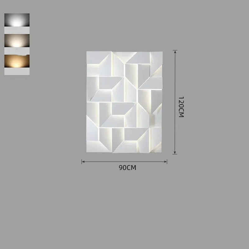 Modern Nordic style wall lamp with rectangular iron shade and dimmable lighting on a living room wall