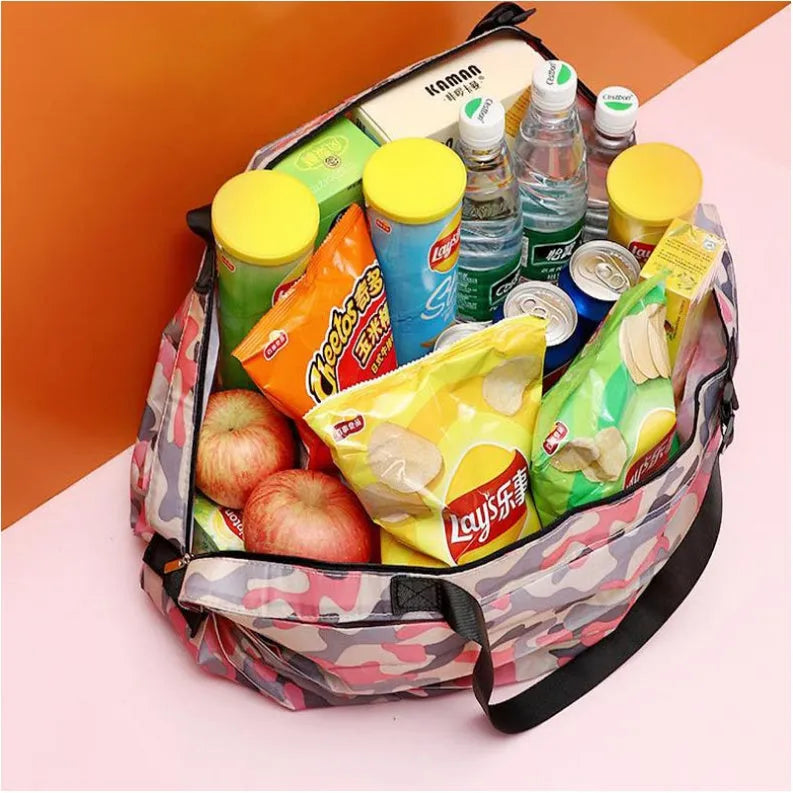 Foldable large-capacity 210D Oxford cloth storage tote bag with extended handle for hanging on doors and windows