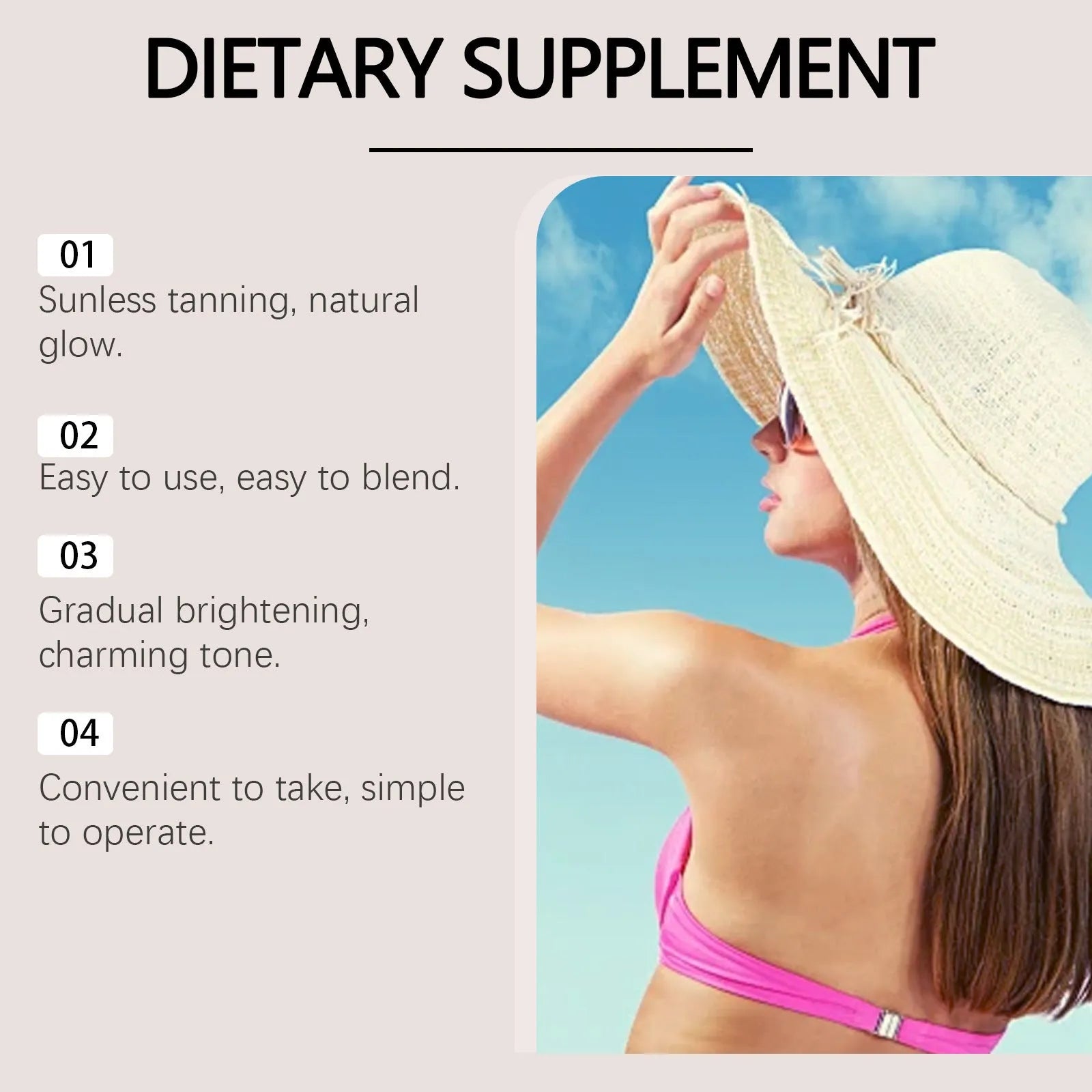 60ml sun tanning essence body care kit with compact 30x30x125mm container dimensions