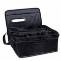 Black collapsible Oxford cloth car boot storage box showing dimensions