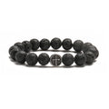 Geometric volcanic rock agate bracelet with 10mm beads and stainless steel finished band