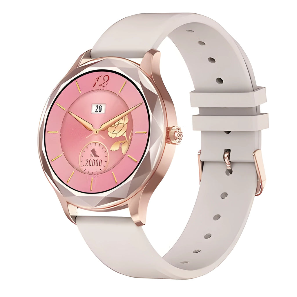 DT86 smart watch bracelet with 1.09-inch LTPS LCD screen and silicone strap in steel gold