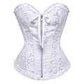 Women's front zip jacquard corset in spandex for waist support and shaping