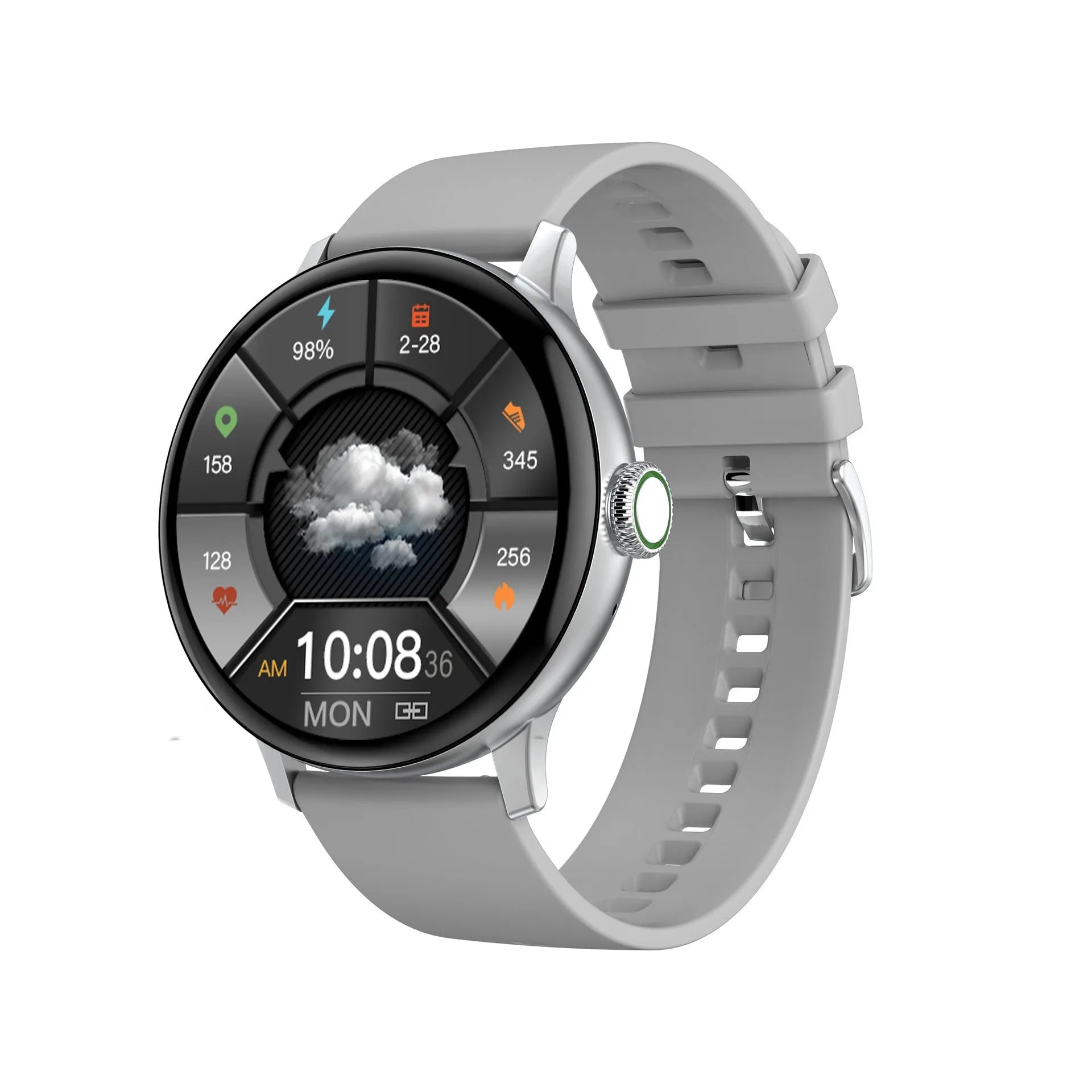 Bluetooth smart bracelet with touch screen showing heart rate display
