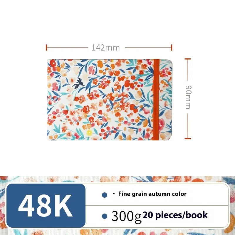 Feiluniao handmade fabric watercolour sketchbook with decorative cover, 185mm long.