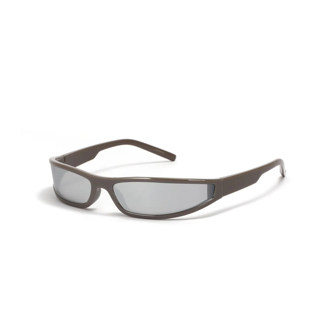 Women's narrow frame sunglasses in future style design with mercury colour options for sun protection and fashion wear