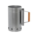 Zinc-iron alloy outdoor barbecue charcoal igniter tool with Point Carbon Barrel design on a grey background.