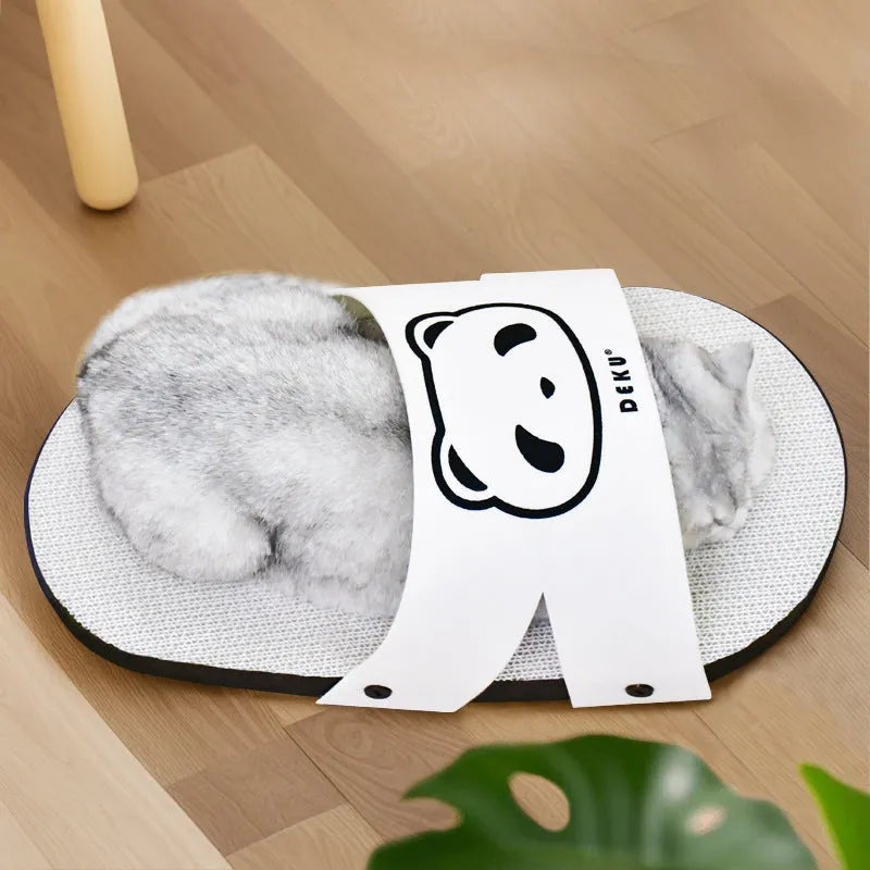 White slipper-style corrugated paper cat scratch board for pets