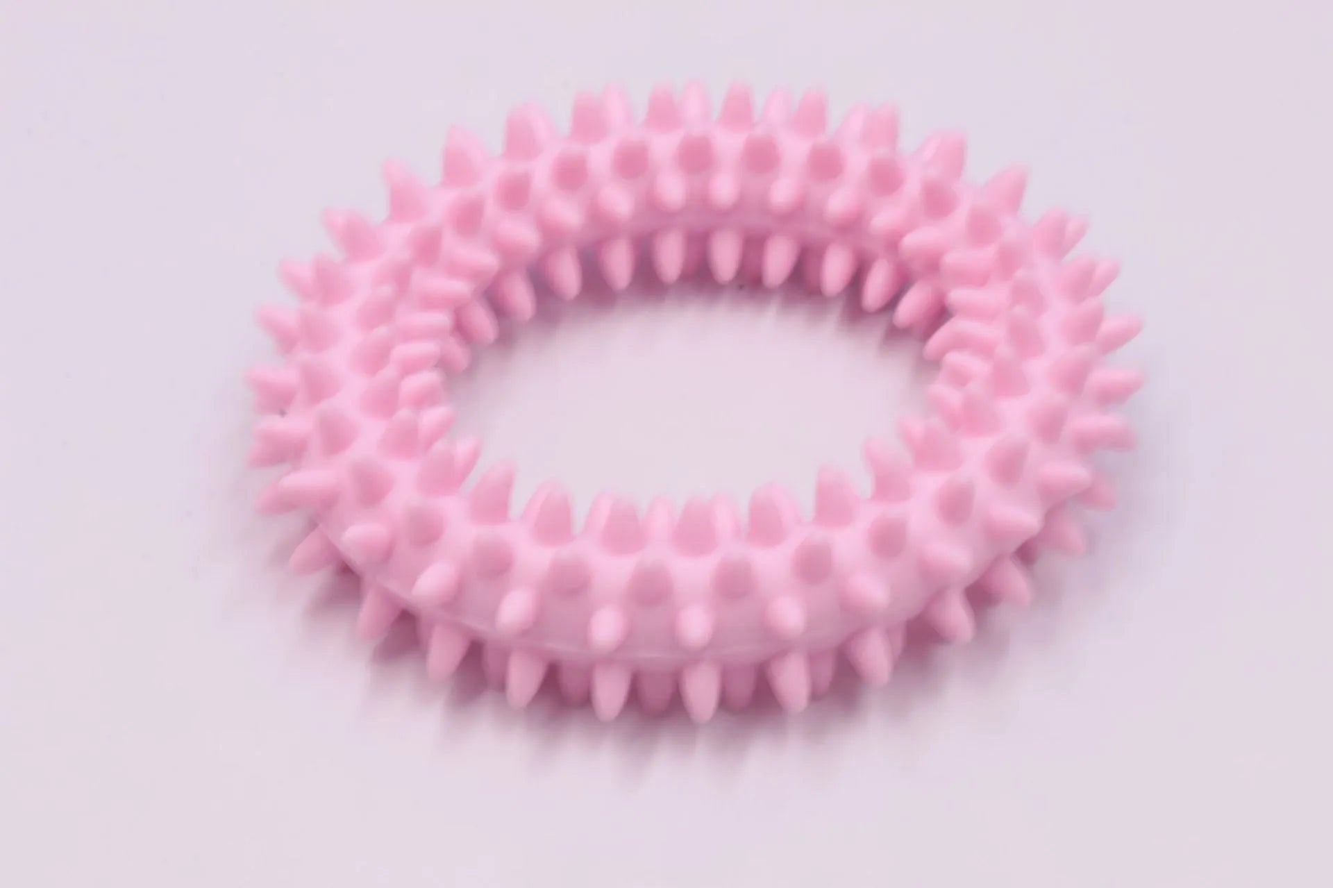Blue TPR spiky circle ring dog chew toy for dental cleaning and bite-training.