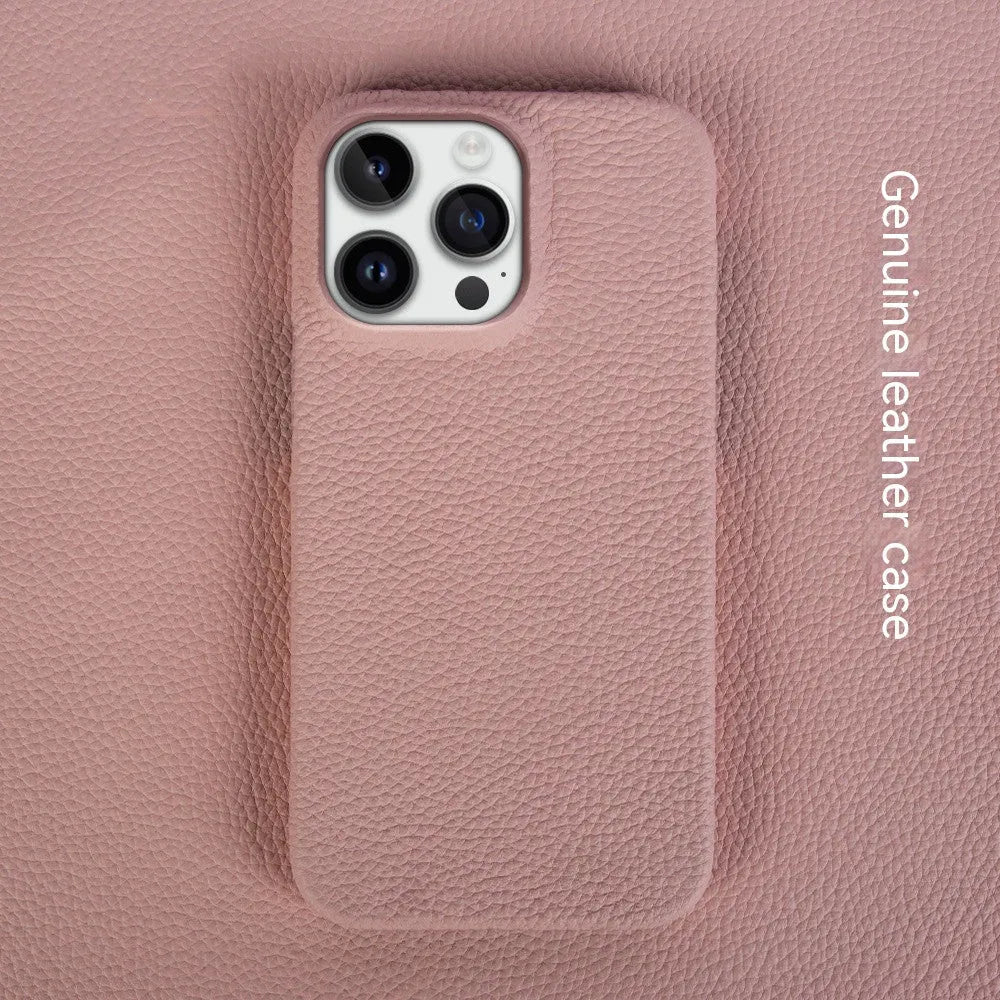Handmade genuine leather drop-resistant half-pack phone case cover for iPhone 11-15 series in green colour