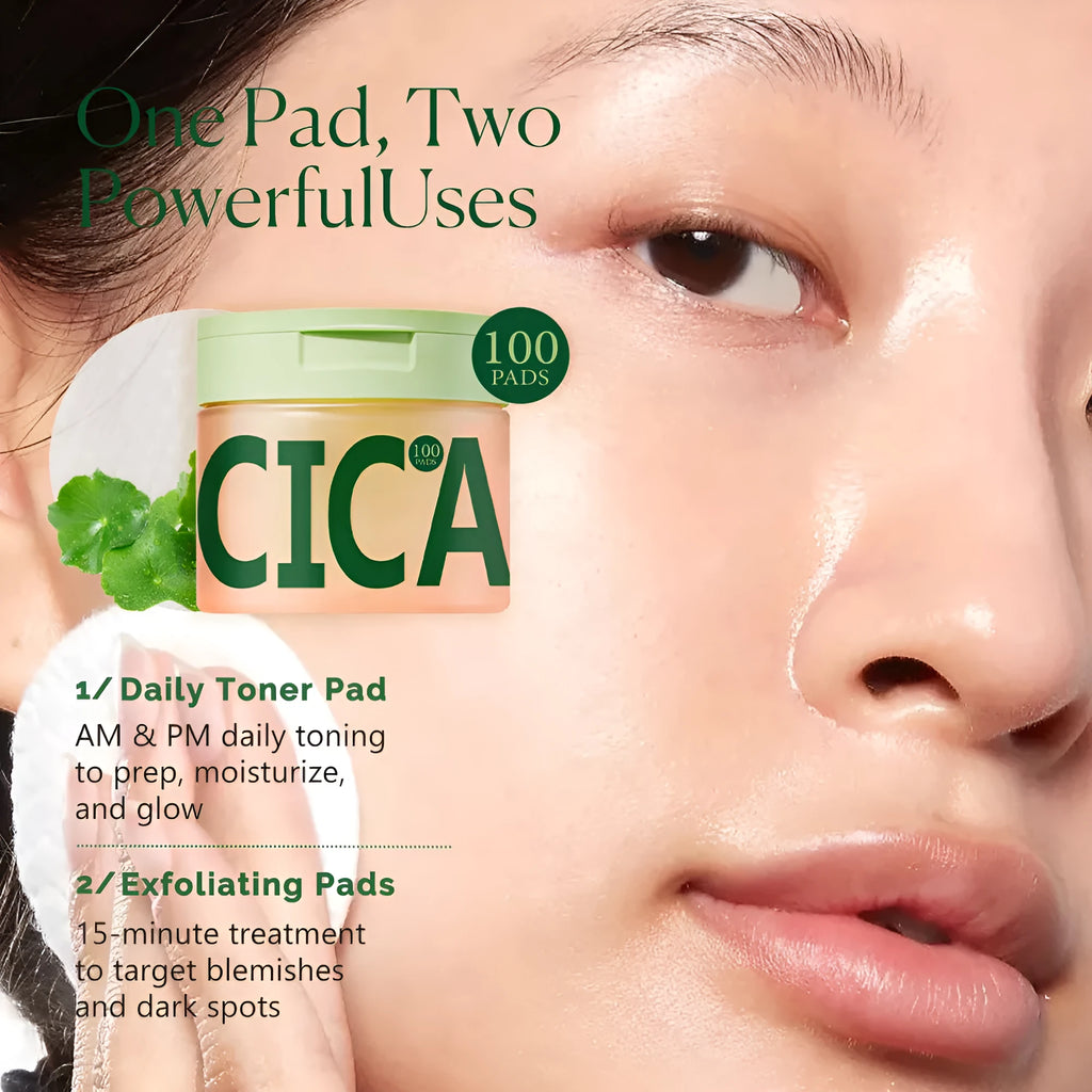 Centella Asiatica cleansing skincare cotton pads, borderless 100pcs pack for toner and facial cleansing