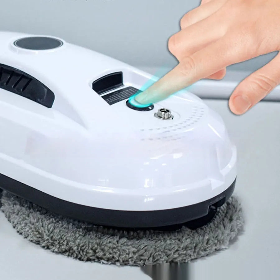 White automatic window cleaning robot HCR-02 with remote control, 28cm x 13cm