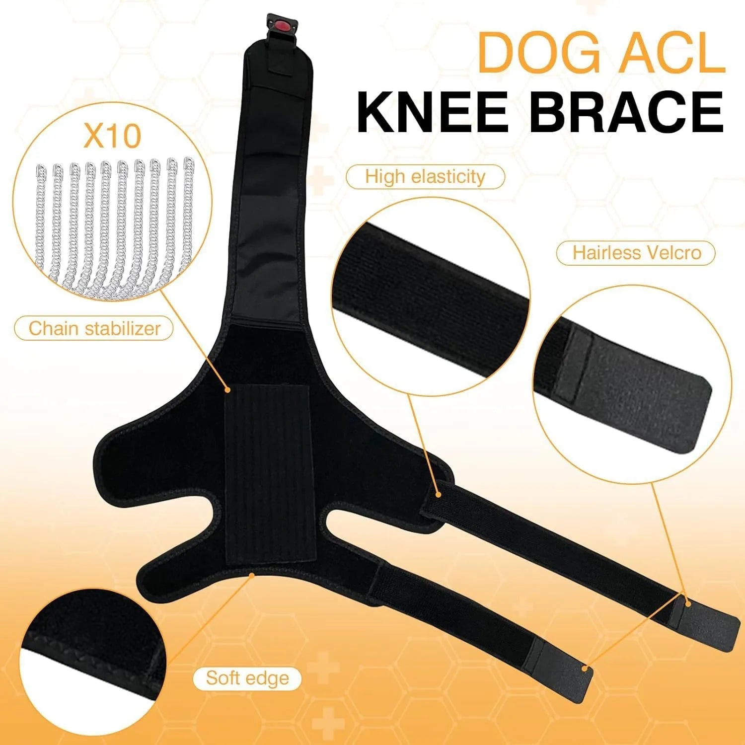 Dog leg protector knee brace with auxiliary belt for joint protection in small medium and large sizes