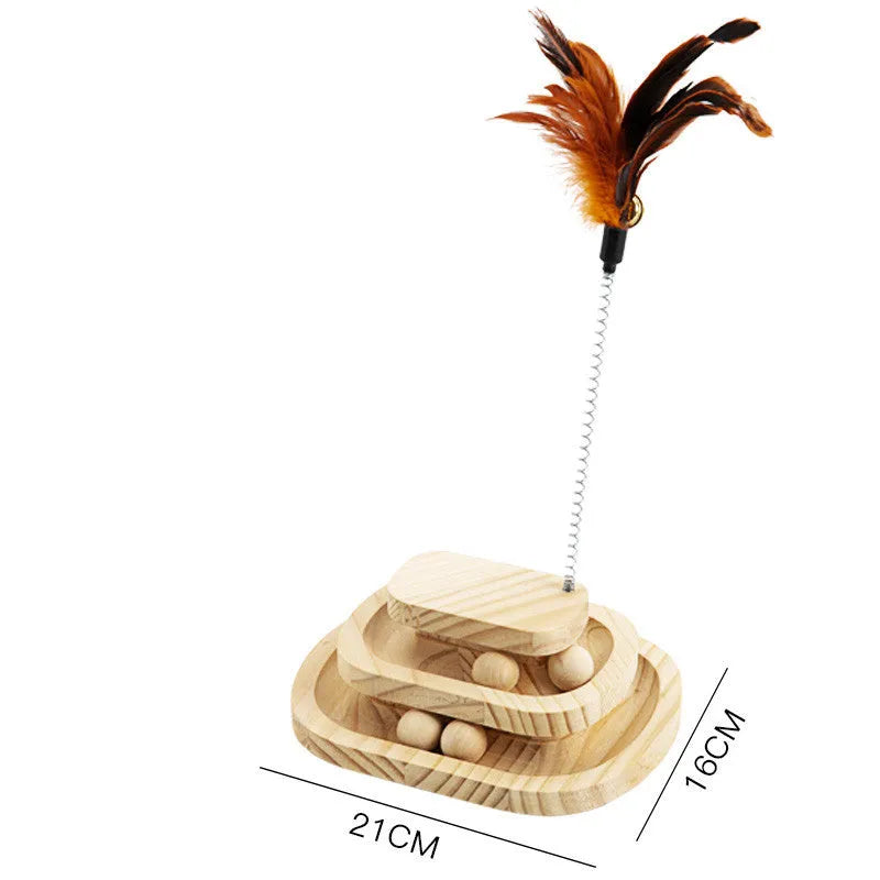 Cat Toys From Solid Wood Cat Turntable Bite-resistant Funny Cat Stick Cat Supplies for Adult Cats and Kittens with Licking Music and Hemp Column Options