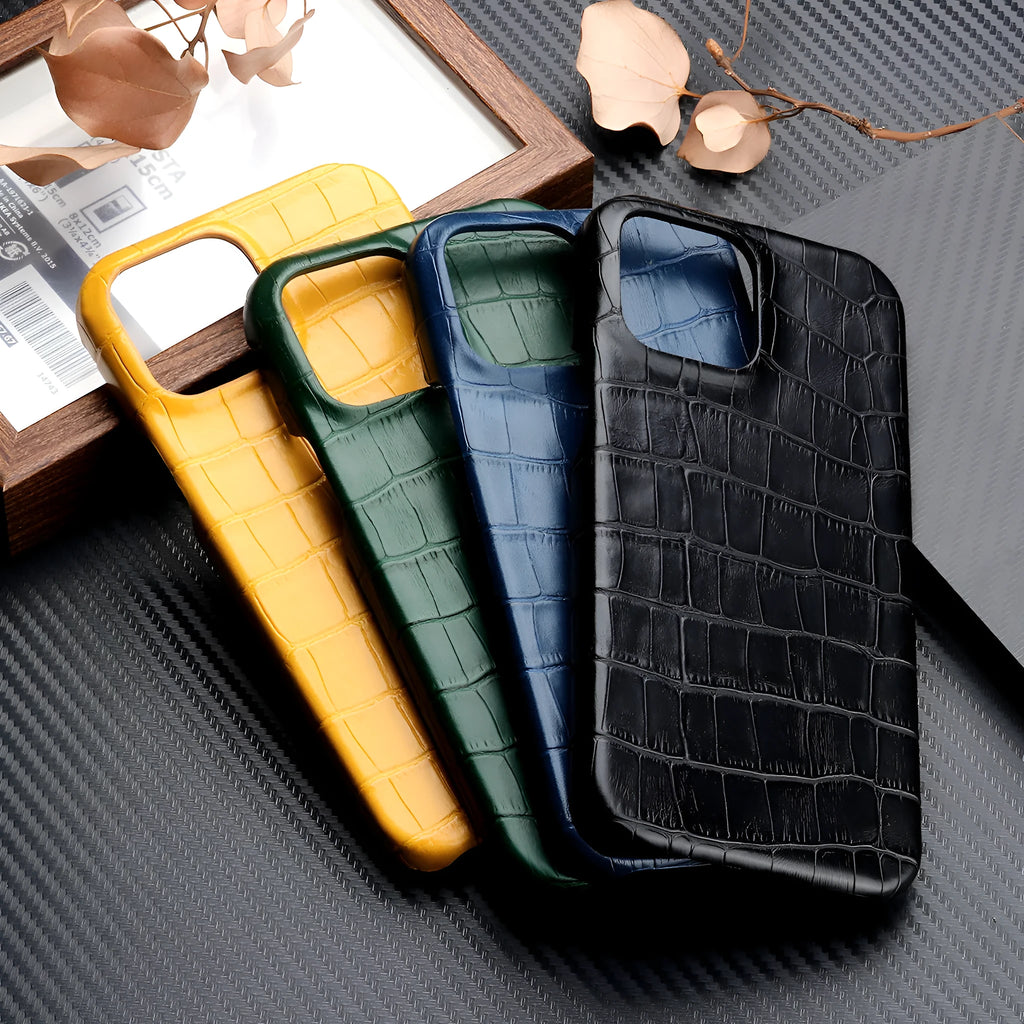 Leather Grain Oil Edge Leather Phone Case for iPhone 14 13 12 11 Series XS Max XR, PC+PU Protective Cover in Black Green Blue Yellow