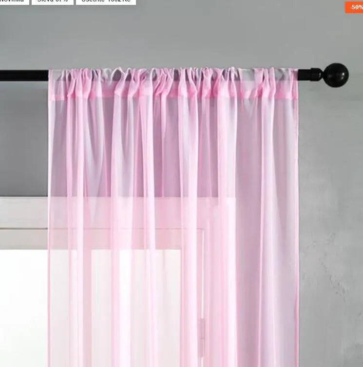 Modern simple pure colour cotton linen window screen curtain with light transmission