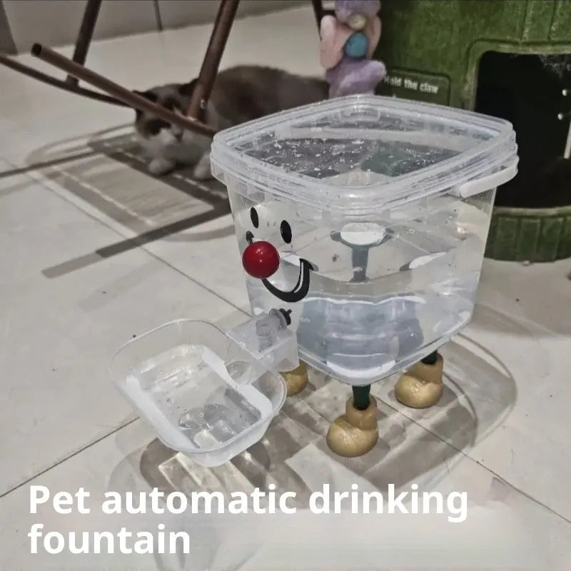 Cute dopamine cat automatic water dispenser in red nose colour, 3-litre capacity, made from ABS plastic