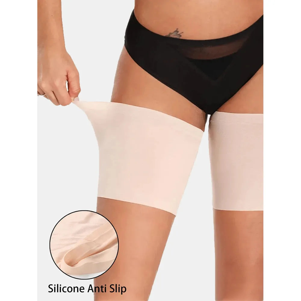 Women's black anti-friction silicone thigh strap with nylon elastic band, free size to 5XL