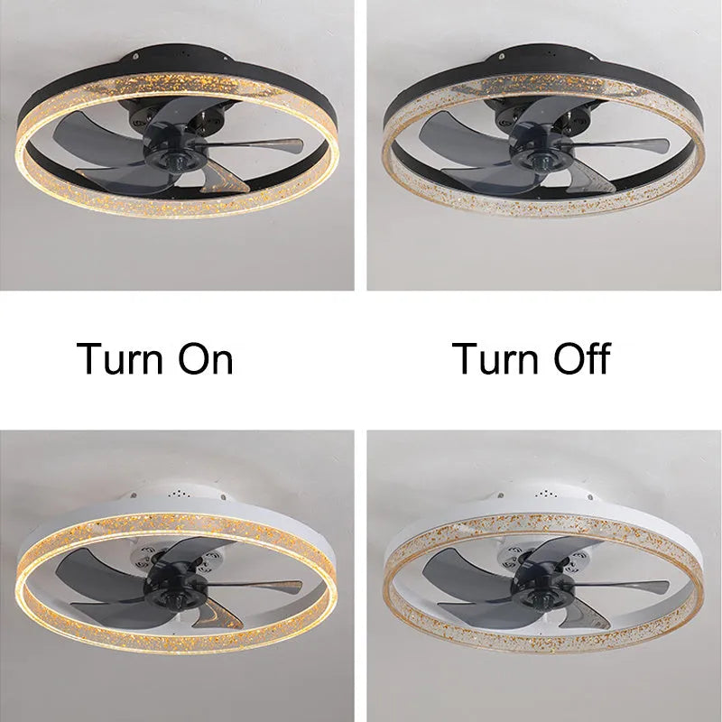 Nordic style ceiling fan lamp with remote control in coffee gold finish