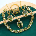 Women's rhinestone zircon jewellery suit with snake bones chain showing necklace, earrings, and ring in electroplated copper