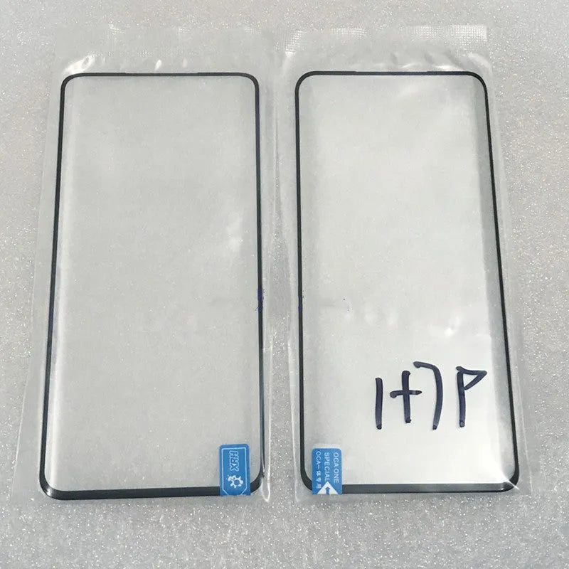 OnePlus 7 Pro replacement touch screen with OCA cover showing glass panel and logo