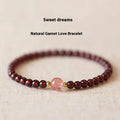 Natural garnet women's bracelet with U-shaped clasp showing 4mm and 6mm bead size options