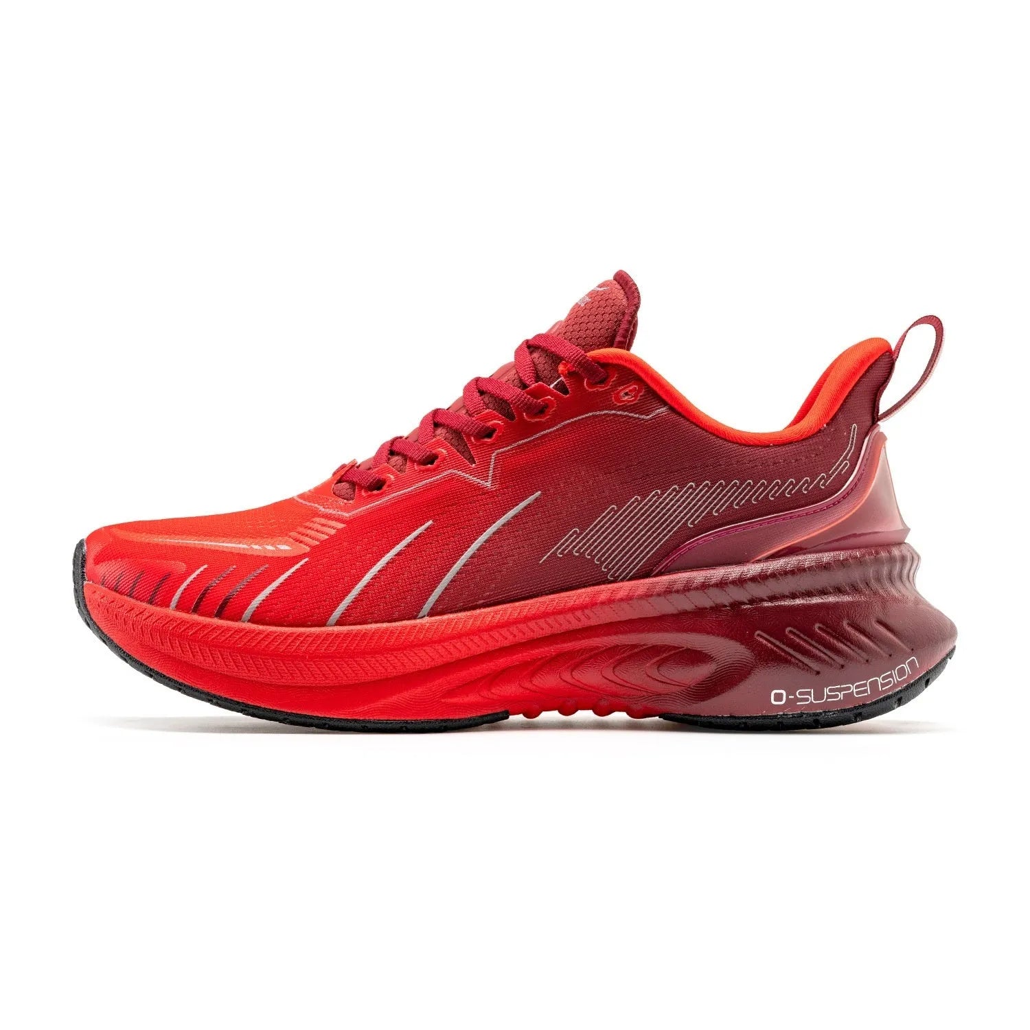 Men's low-top running shoes in various colours with rubber sole and PU mesh upper.