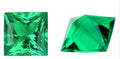 Columbia green cultivated emerald synthetic gemstone in round and emerald cut shapes