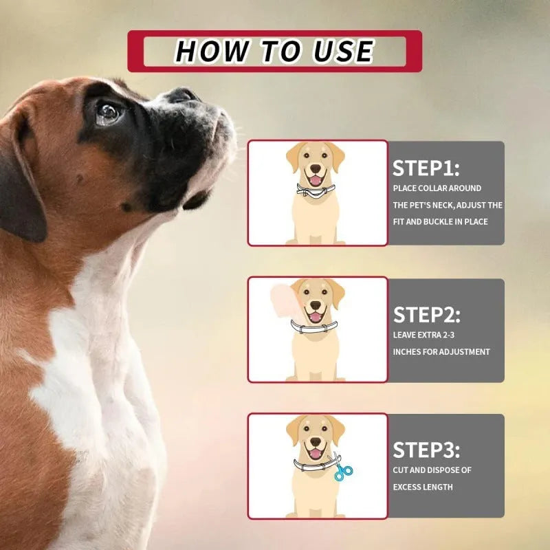 Gray plastic waterproof adjustable insect repellent collar 70cm for flea and tick removal on pet