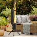 Vertical iron wood burning rocket furnace heating stove for outdoor courtyard and patio use